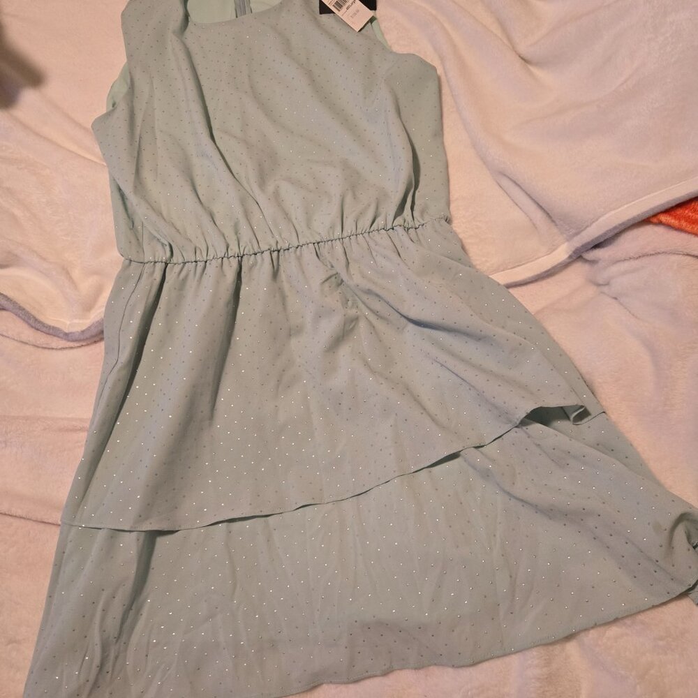 NWT CR Cynthia Rowley Teal Tiered Sleeveless Dress Women's Size L